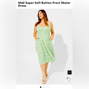 Torrid Midi super soft button front skater dress size 3